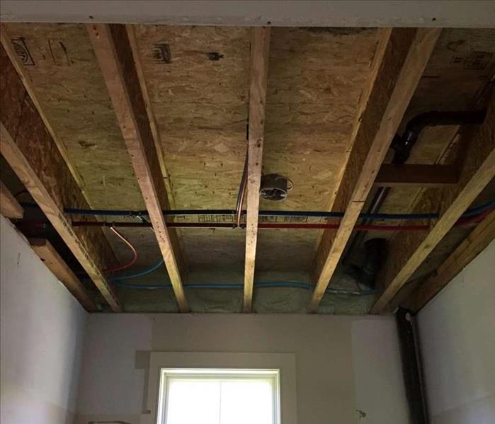 ceiling where leak came from removed and dried