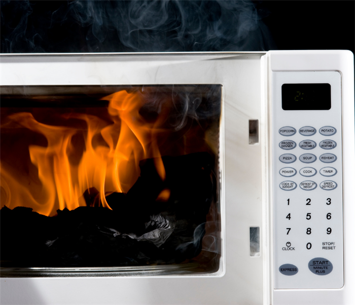 photo of fire inside of a microwave