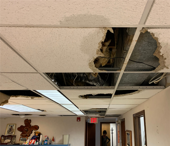 Commercial roof leak cleanup in Guilford, CT.